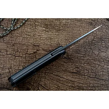 TwoSun 14C28N Satin Blade Carbon Fiber Handle Outdoor Camping Hunting Pocket Knife TS243