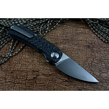 TwoSun 14C28N Satin Blade Carbon Fiber Handle Outdoor Camping Hunting Pocket Knife TS243