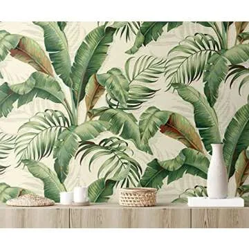 Tommy Bahama - Premium Peel and Stick Wallpaper, Designer Tropical Wallpaper for Bedroom, Dorm Room Essentials, Self Adhesive, Vinyl, 30.75 Sq Ft Coverage (Palmiers Collection, Aloe)