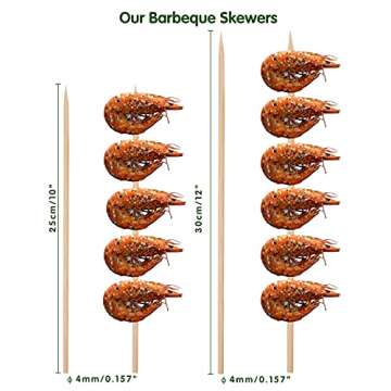 Minisland Premium 12 Inch Bamboo Skewers for Kabobs
