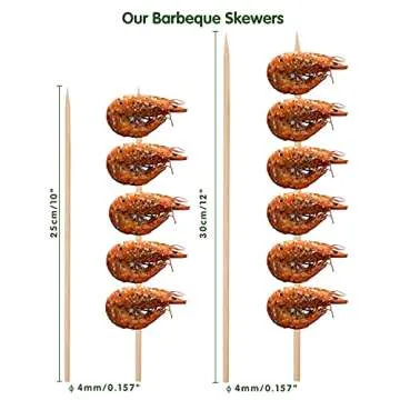 Minisland Premium 12 Inch Bamboo Skewers for Kabobs