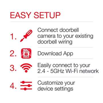 RCA 3MP Doorbell Security Camera - No Fees, Night Vision and Alerts