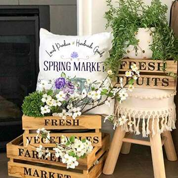 AENEY Spring Decor Pillow Covers 18x18 Set of 4 Buffalo Plaid Farmhouse Spring Decorations for Home Spring Flowers Truck Bicycle Spring Pillows Decorative Spring Throw Pillows A356-18