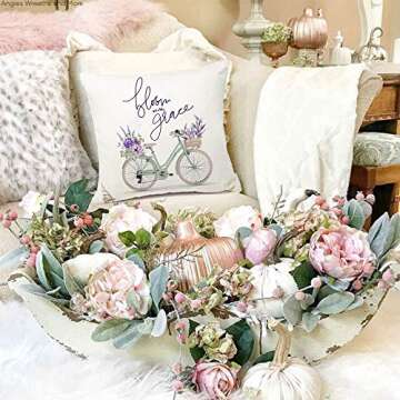 AENEY Spring Decor Pillow Covers 18x18 Set of 4 Buffalo Plaid Farmhouse Spring Decorations for Home Spring Flowers Truck Bicycle Spring Pillows Decorative Spring Throw Pillows A356-18