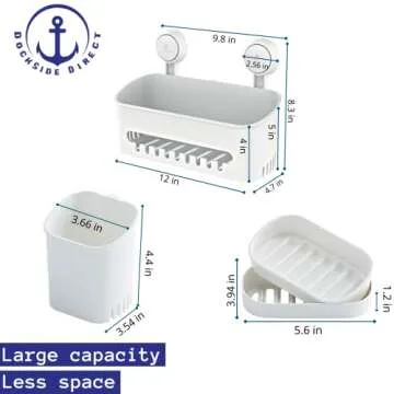Shower Caddy Vacuum Suction Cup 3Pcs-No Drilling Bathroom Suction Cup Shower Shelf Organizer-Shower Shelves Basket for Shampoo,Soap and Toothbrush Holder-Racks for Inside Bath and Kitchen Wall (White)