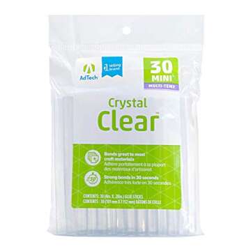 Adtech Clear Hot Glue Sticks for Quick Bonding, 30 Count