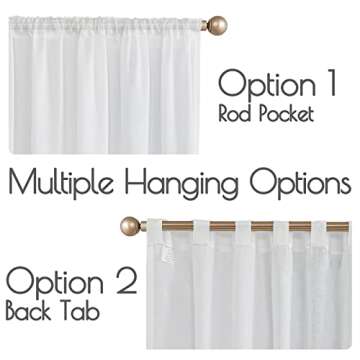 jinchan Linen Blend White Curtains 90 Inches Long for Living Room Farmhouse Rod Pocket Back Tab Light Filtering Window Drapes for Bedroom Curtains Off White 2 Panels