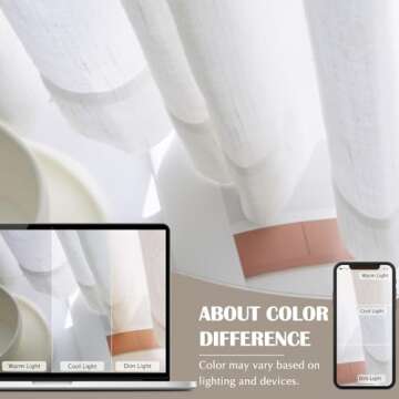 jinchan Linen Blend White Curtains 90 Inches Long for Living Room Farmhouse Rod Pocket Back Tab Light Filtering Window Drapes for Bedroom Curtains Off White 2 Panels