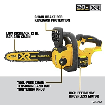 DEWALT 20V Max Compact Cordless Chainsaw - Lightweight & Powerful