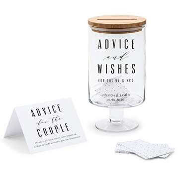 WEDDINGSTAR Personalized Glass Wedding Wishes Guest Book Jar - Advice and Wishes