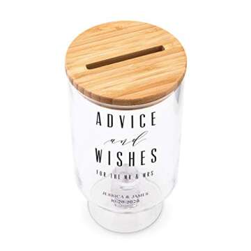 WEDDINGSTAR Personalized Glass Wedding Wishes Guest Book Jar - Advice and Wishes
