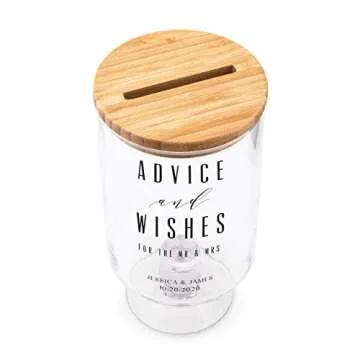 WEDDINGSTAR Personalized Glass Wedding Wishes Guest Book Jar - Advice and Wishes