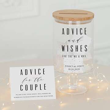 WEDDINGSTAR Personalized Glass Wedding Wishes Guest Book Jar - Advice and Wishes