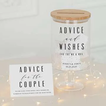 WEDDINGSTAR Personalized Glass Wedding Wishes Guest Book Jar - Advice and Wishes