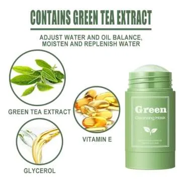 Ursoulney Green Tea Cleansing Mask Stick for Face Care, Deep Pore Cleansing Purifying Clay Mask Stick, Oil Control Acne Blackhead Remover for All Skin Types, Improves Skin for Women & Men (1 PCS)