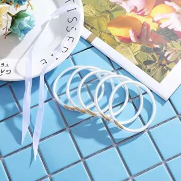 MJartoria Glitter Jelly Bangles Bracelets Set Glitter Filled Jelly Silicone Bracelets for Women (White)