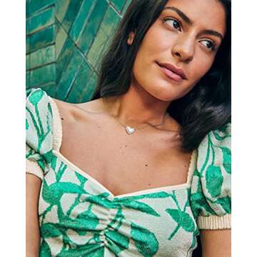 Kendra Scott Ari Heart Adjustable Length Pendant Necklace for Women, Fashion Jewelry, 14k Gold-Plated, Neon Pink