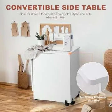 Vividwood Sewing Table with Foldable Design and Wheels