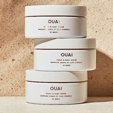 OUAI St. Barts Scalp & Body Scrub Bundle - Foaming Coconut Oil Sugar Scrub & Gentle Scalp Exfoliator Cleanses, Removes Buildup & Moisturizes Skin - Sulfate Free Body Care (2 Count, 3.4 Oz/8.8 Oz)