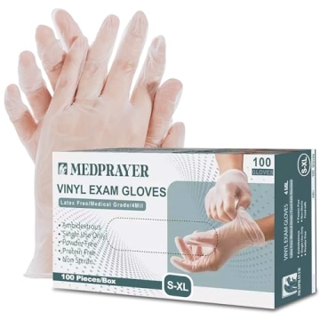 MEDPRAYER Vinyl Exam Gloves - Disposable, Latex & Powder Free for Safety