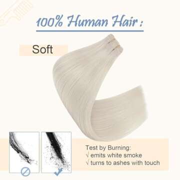 Easyouth Weft Hair Extensions Blonde Straight Human Hair Weft Extensions White Blonde Softness Sew in Weft Hair Extensions Human Hair Blonde Sew in Bundles Human Hair for Short 12Inch 70G
