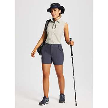 BALEAF Women's Hiking Shirts Sleeveless UV Sun Protection SPF Shirt UPF 50+ Button Down Quick Dry-Khaki-S