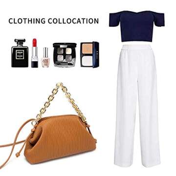 KingTo Shoulder Clutch Purse Handbag for Women Designer Small Dumpling Chain Pouch Bag Soft Ruched Crossbody Bag