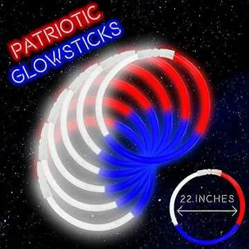 Windy City Novelties 22" Glow Stick Necklaces - 50 Pack (Red/White/Blue)