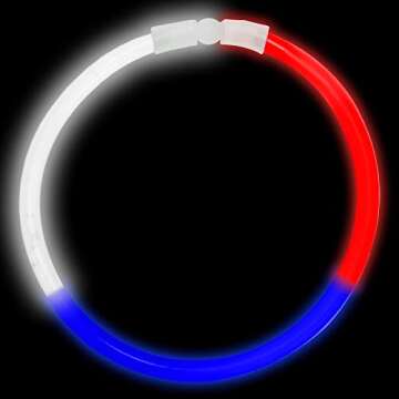 Windy City Novelties 22" Glow Stick Necklaces - 50 Pack (Red/White/Blue)