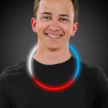 Windy City Novelties 22" Glow Stick Necklaces - 50 Pack (Red/White/Blue)