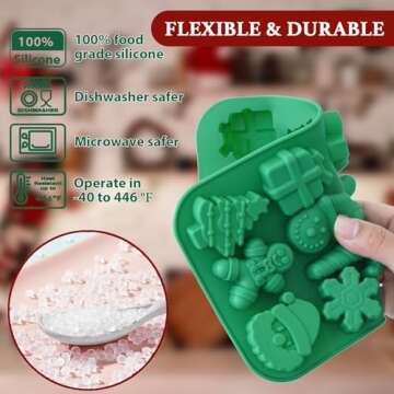 HKNMTT Christmas Silicone Chocolate Molds, 2 PCS Candy Baking Moulds, 3D Snowflake Cane Snowman Xmas...
