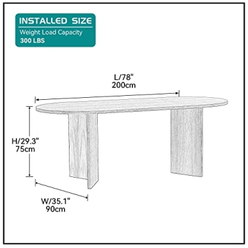 kevinplus 78'' Oval Dining Table for 6, Easy Assembly