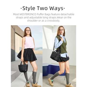 WESTBRONCO Small Puffer Bag - Stylish & Functional Quilted Crossbody Bag