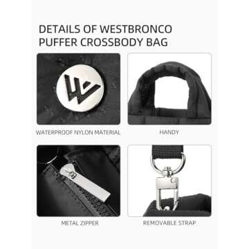 Stylish WESTBRONCO Small Puffer Bag for Daily Use