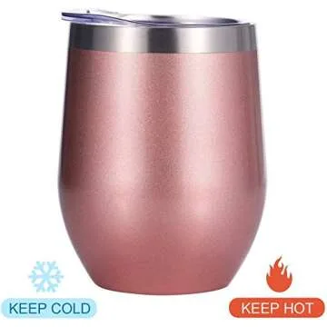 Skylety 6 Pack 12 Oz Unbreakable Drink-Ware Stemless Wine Tumbler, Stainless Steel Triple-Insulated Vacuum Wine Glass Cup with Lids for Wine, Coffee, Champagne, Cocktails and Beer (Multi-Color A)