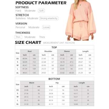 Arssm 2 Piece Sets for Women Casual Knitted Striped Crewneck Pullover Long Sleeve Sweater Shorts Lounge Outfits (Pink-S)