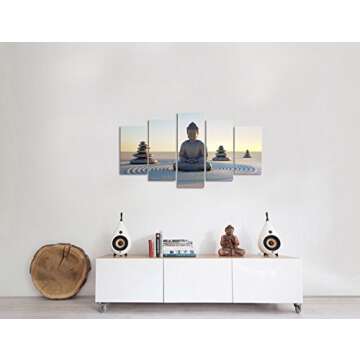 VVOVV Wall Decor - Buddha Canvas Wall Art Poster Paintings Giclee Prints White Sand Zen Stone Pictur...
