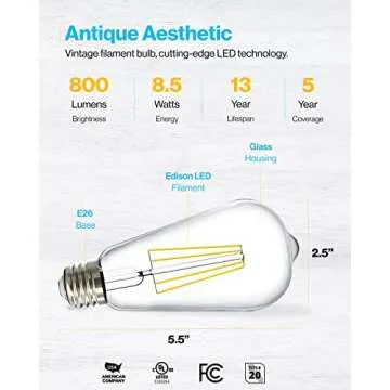 Sunco 16 Pack Dimmable Vintage LED Edison Bulbs
