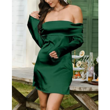 Elegant Off The Shoulder Satin Mini Dress for Women
