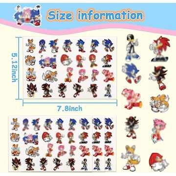 The Hedgehog Party Supplies Favor Gift, 16 Sheets Kids Birthday Temporary Tattoos Decorations, Classroom School Rewards Carnival Christmas Prizes for Boys Girls