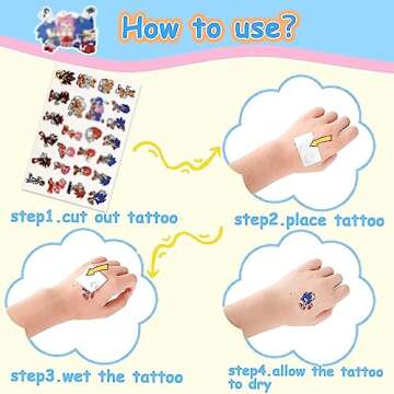 The Hedgehog Party Supplies Favor Gift, 16 Sheets Kids Birthday Temporary Tattoos Decorations, Classroom School Rewards Carnival Christmas Prizes for Boys Girls