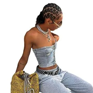 ANKOMINA Women's Strapless Denim Corset Crop Top - The Ultimate Summer Staple!