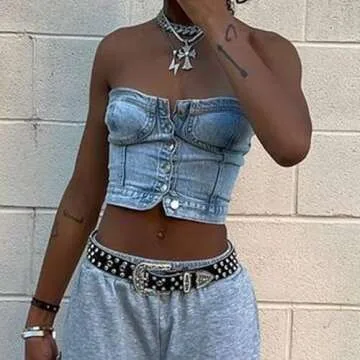 Stylish ANKOMINA Strapless Denim Top for Summer Nights