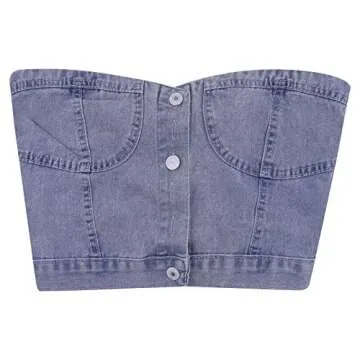 Stylish ANKOMINA Strapless Denim Top for Summer Nights