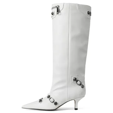 Oiamenne Knee High Boots for Women - Stylish Kitten Heel Wide Calf