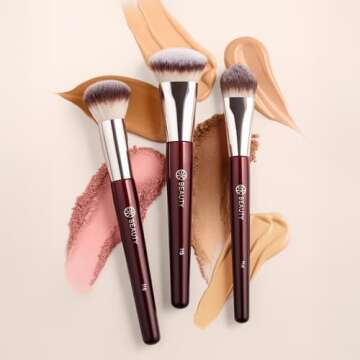 BK Beauty Core Complexion Trio – 3PC Makeup Brushes for Flawless Application