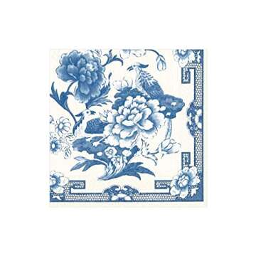 Entertaining with Caspari Cocktail Napkin, Blue and White, 20-Pack