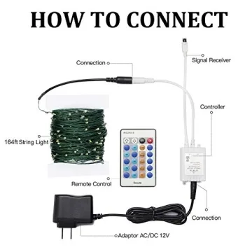 Decute 500LED Christmas String Lights Dimmable Remote Control