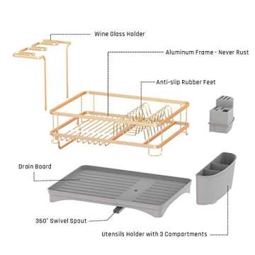 GSlife Rustproof Dish Drying Rack - Elegant Kitchen Essential