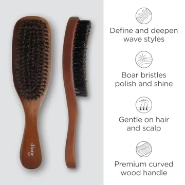 Diane Boar Bristle Curved Wave Brush for Thick Hair